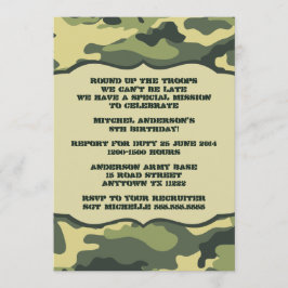Invitación La fiesta de cumpleaños de Camo del ejército