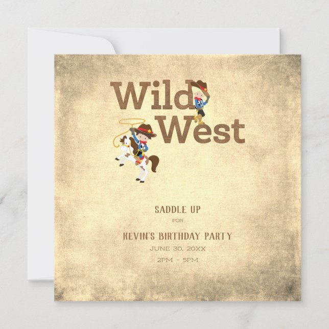 Invitación La fiesta de cumpleaños de Cowgirl Wild West Child (Anverso)