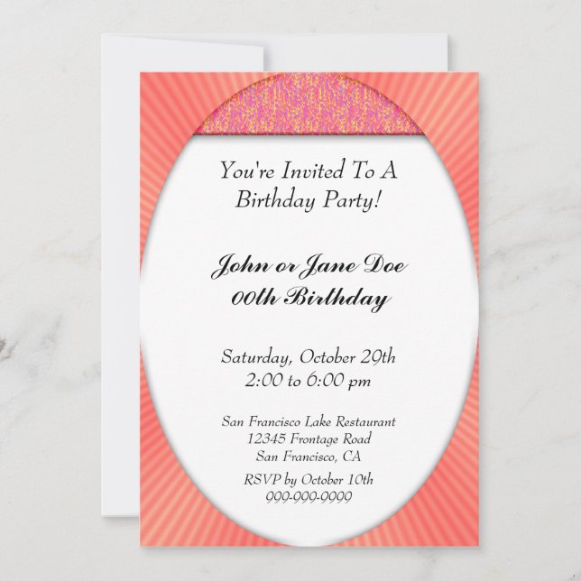 Invitación La fiesta de cumpleaños de encargo invita (Anverso)