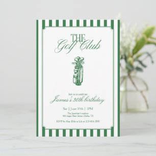 Invitación La Fiesta de Cumpleaños de Golf Club con Raya Verd