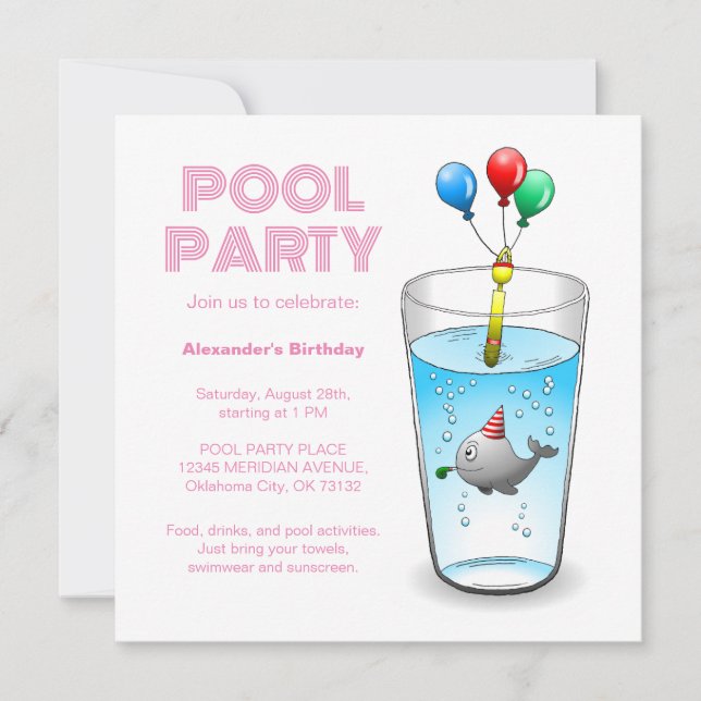 Invitación La fiesta de cumpleaños de la ballena (Anverso)