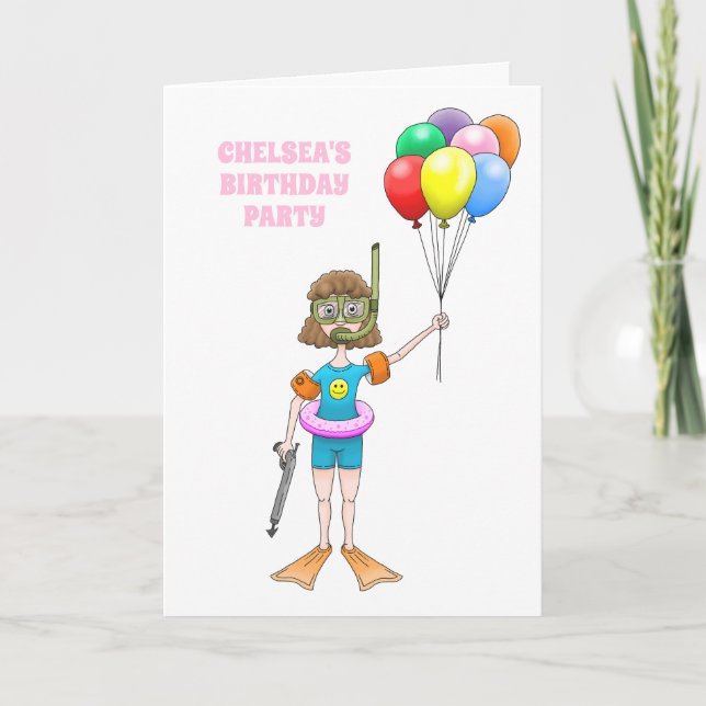 Invitación La fiesta de cumpleaños de la chica buzo (Anverso)