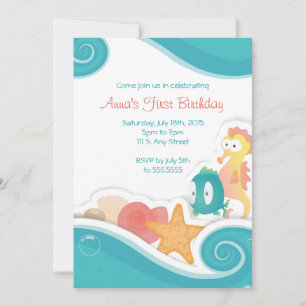 Invitación La fiesta de cumpleaños de la costa de los niños