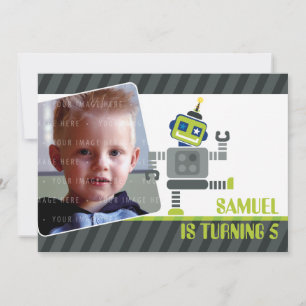 Invitación LA FIESTA DE CUMPLEAÑOS DE LA FOTO INVITA:: robot