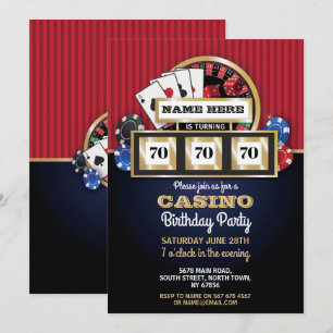 Invitación La fiesta de cumpleaños de la noche del casino de