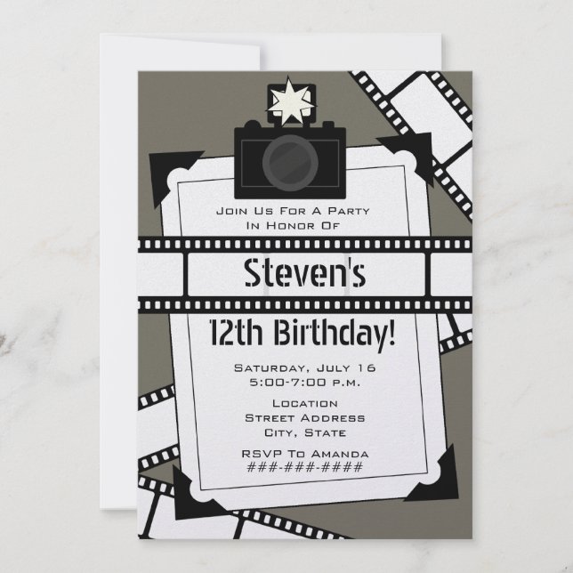 Invitación La fiesta de cumpleaños de la película y de la (Anverso)