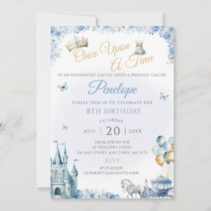 Invitación La fiesta de cumpleaños de la princesa azul invita