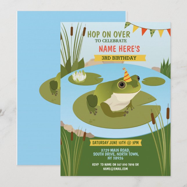 Invitación ¡La fiesta de cumpleaños de la rana llega al Fiest (Anverso / Reverso)
