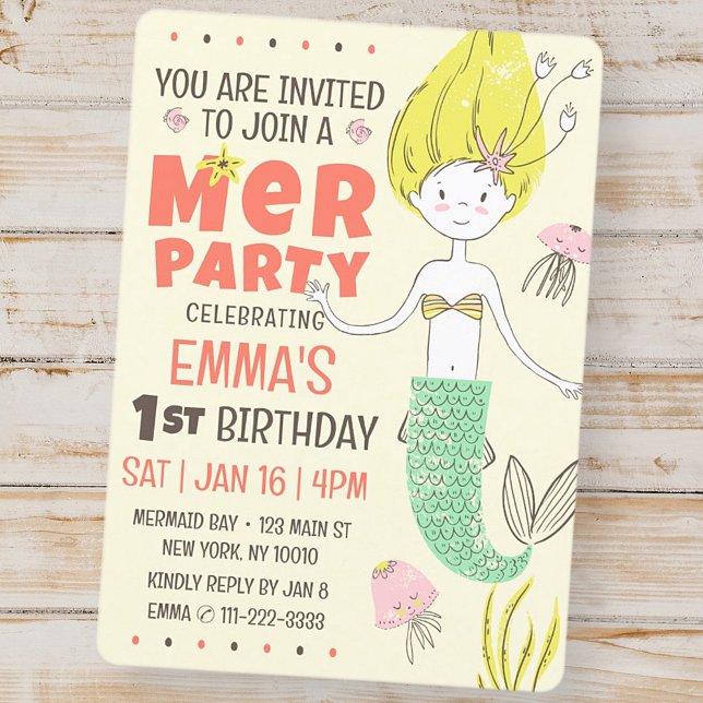 Invitación La fiesta de cumpleaños de la sirena moderna (Subido por el creador)
