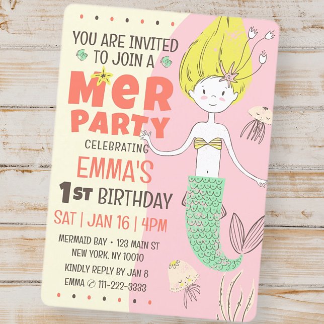 Invitación La fiesta de cumpleaños de la sirena moderna (Subido por el creador)