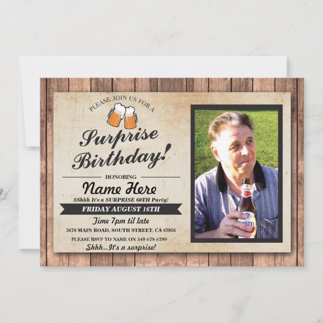 Invitación La fiesta de cumpleaños de la sorpresa de la foto (Anverso)