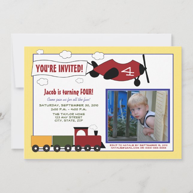 Invitación La fiesta de cumpleaños de los aviones y de los (Anverso)