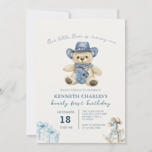 Invitación La fiesta de cumpleaños de nuestro pequeño oso cum