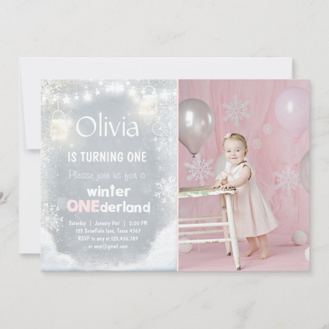 Invitación La fiesta de cumpleaños de Onederland invita a la  (Anverso)