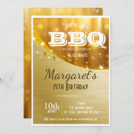 Invitación La fiesta de cumpleaños de oro elegante del Bbq
