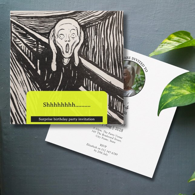 Invitación La fiesta de cumpleaños de Scream Munch (The scream birthday party invitation.)
