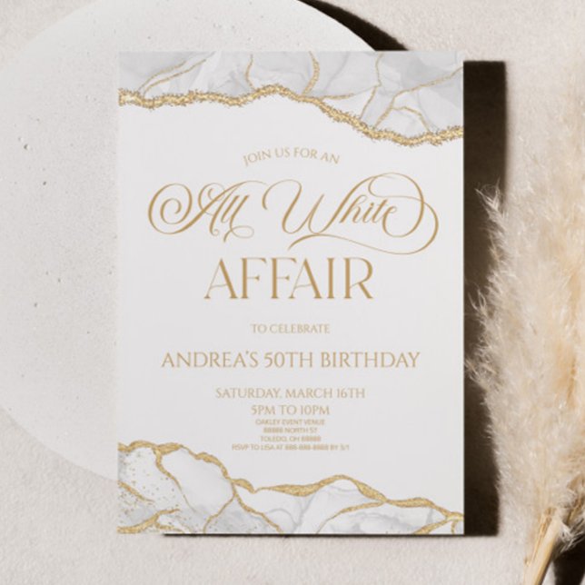 Invitación La fiesta de cumpleaños de White Gold Agate (Subido por el creador)