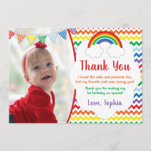 Invitación La fiesta de cumpleaños del arco iris le agradece