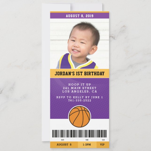 Invitación La fiesta de cumpleaños del baloncesto invita (Anverso)
