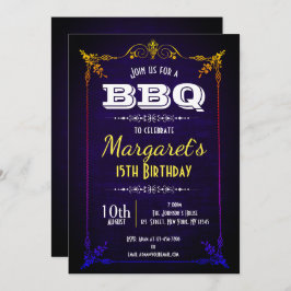 Invitación La fiesta de cumpleaños del Bbq de los azules