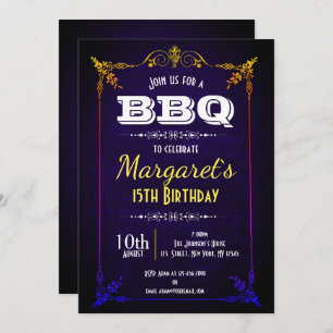Invitación La fiesta de cumpleaños del Bbq de los azules