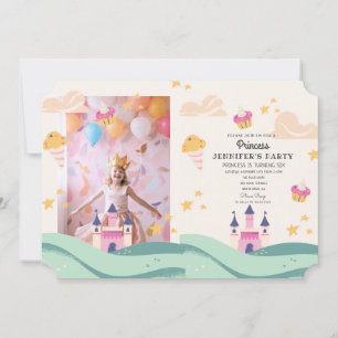 Invitación La fiesta de cumpleaños del castillo rosado de la