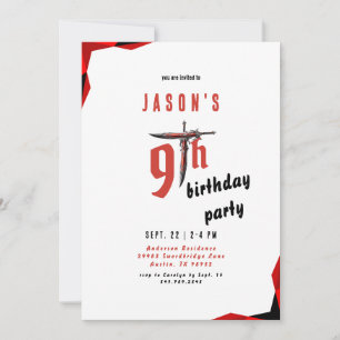 Invitación La fiesta de cumpleaños del chico de la espada roj