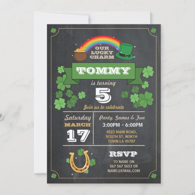 Invitación La fiesta de cumpleaños del día del St. Patricks (Anverso)