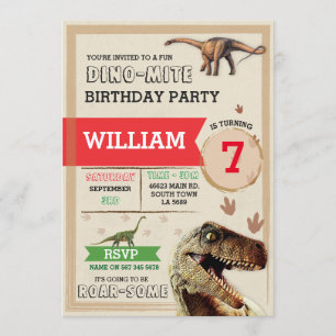 Invitación La fiesta de cumpleaños del empuje del dinosaurio