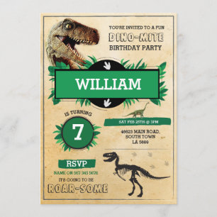 Invitación La fiesta de cumpleaños del empuje del dinosaurio
