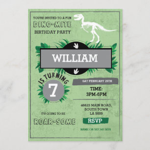 Invitación La fiesta de cumpleaños del empuje del dinosaurio