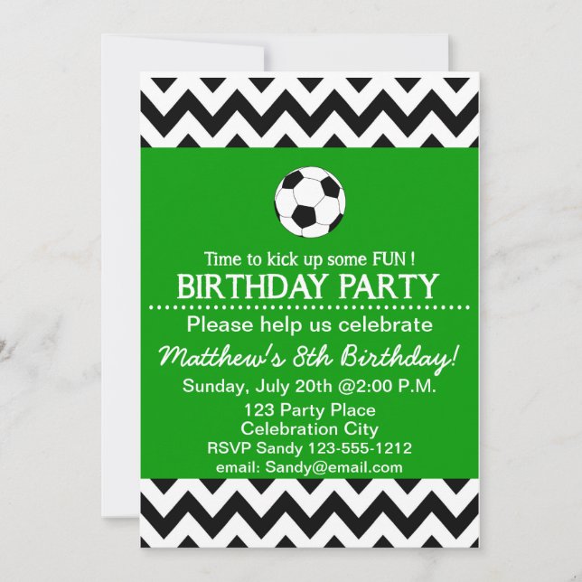 Invitación La fiesta de cumpleaños del fútbol embroma (Anverso)