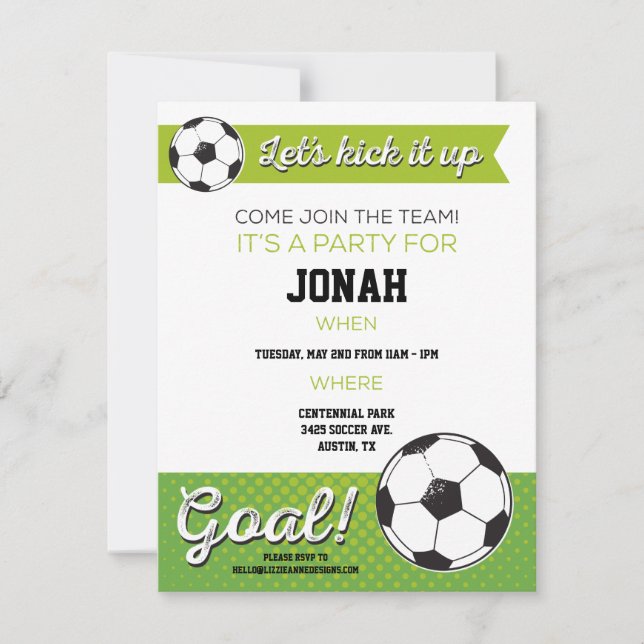 Invitación La fiesta de cumpleaños del fútbol invita a (Anverso)