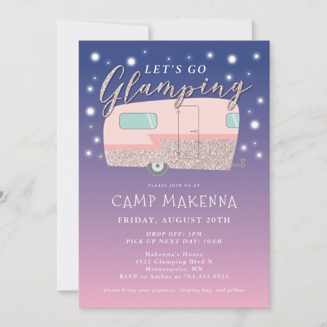 Invitación La fiesta de cumpleaños del glamour se deslumbra (Anverso)
