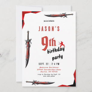 Invitación La fiesta de cumpleaños del niño de la espada roja