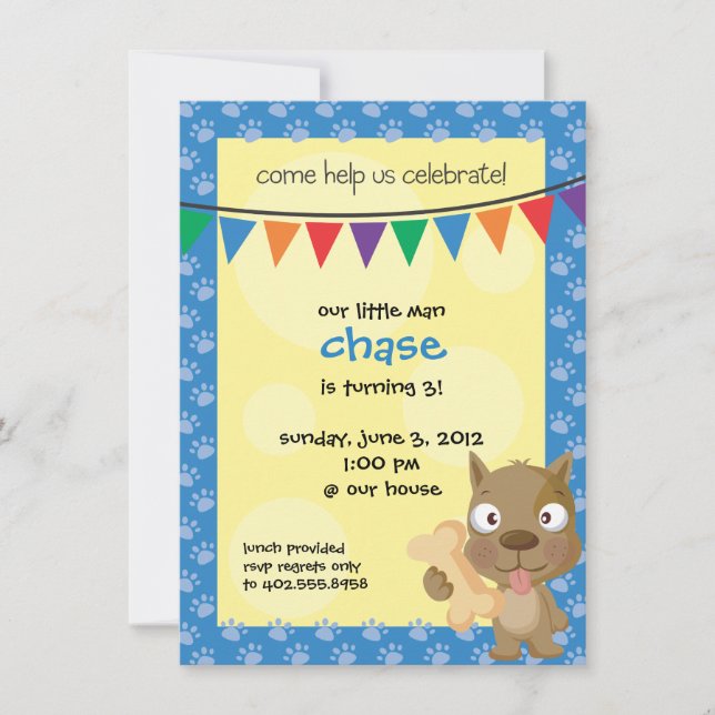 Invitación La fiesta de cumpleaños del perrito de Childs (Anverso)