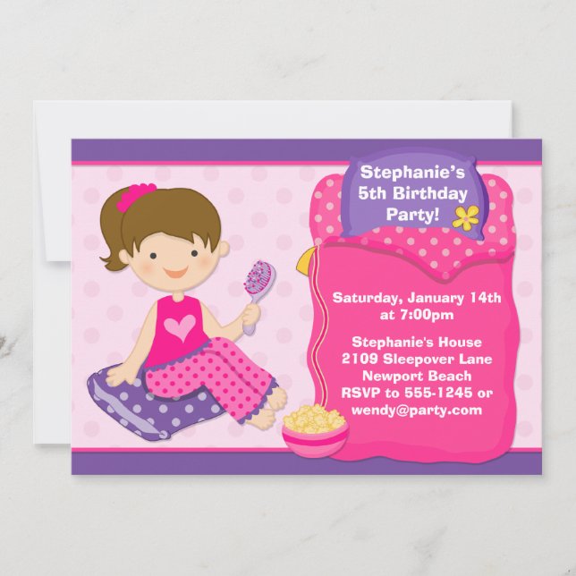 Invitación La fiesta de cumpleaños del Sleepover invita (Anverso)