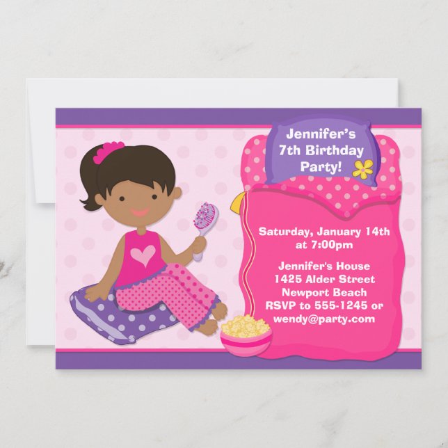 Invitación La fiesta de cumpleaños del Sleepover invita al (Anverso)