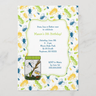 Invitación La fiesta de cumpleaños del tarro del insecto