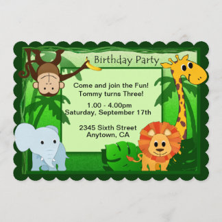 Invitación La fiesta de cumpleaños del tema de la selva