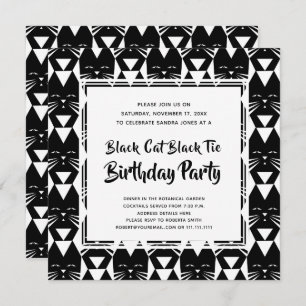 Invitación La fiesta de cumpleaños divertida del lazo negro