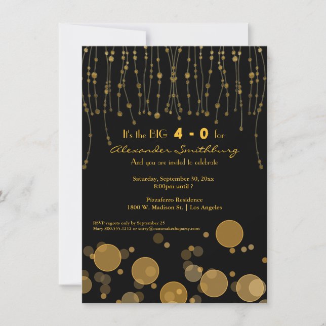 Invitación La fiesta de cumpleaños elegante de las cadenas de (Anverso)
