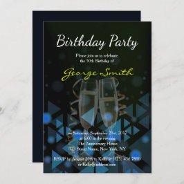 Invitación La fiesta de cumpleaños elegante de los azules