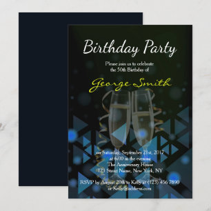 Invitación La fiesta de cumpleaños elegante de los azules