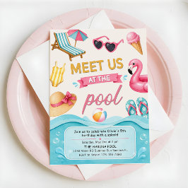 Invitación La fiesta de cumpleaños en la piscina de verano