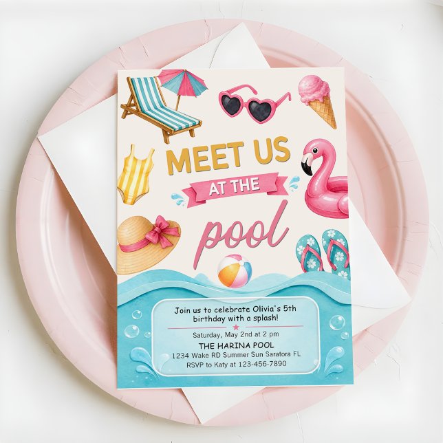 Invitación La fiesta de cumpleaños en la piscina de verano (Subido por el creador)