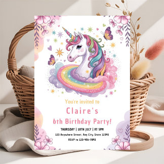 Invitación La Fiesta de Cumpleaños Encantada del Unicornio de