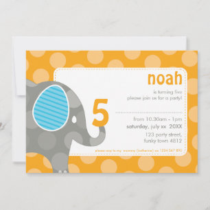 Invitación LA FIESTA DE CUMPLEAÑOS INVITA:: elefante + número
