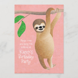 Invitación La fiesta de cumpleaños linda de la pereza cuelga