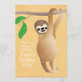 Invitación La fiesta de cumpleaños linda de la pereza cuelga